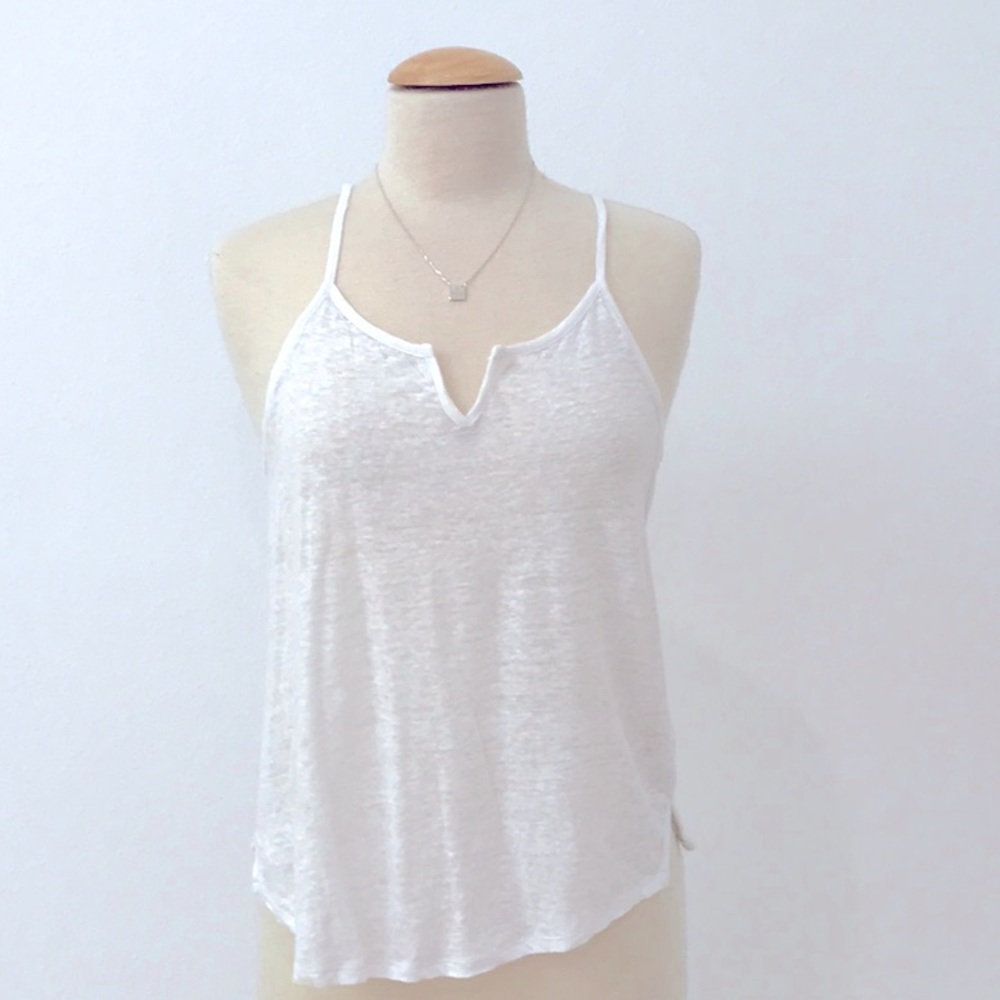 Lucky brand 100% linen white halter tank top